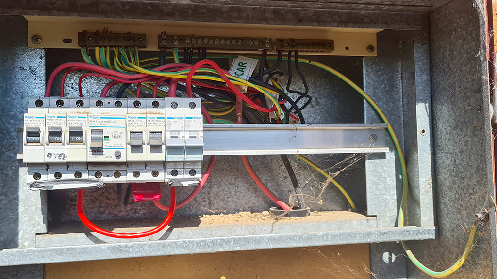 Interior view of a standard meter box, a critical component in solar installations, examined during our fault diagnosis process.